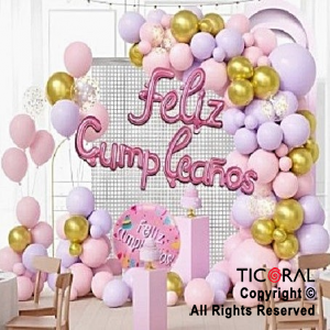 SET DE GLOBOS ARCO XL ROSA Y LILA 58 UNIDADES (U20-266)